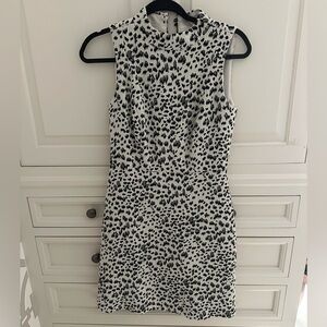 NWT Ann Taylor LOFT mock neck snow leopard sleeveless dress size 0
